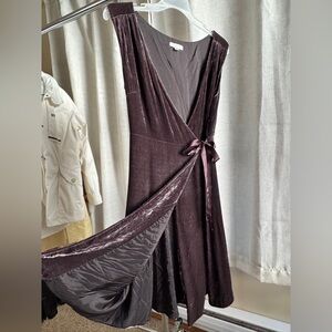 Garnet Hill sleeveless velvet wrap dress